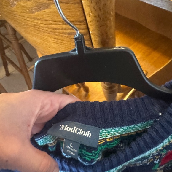 Modcloth Navy Sweater with Red Apple Design - Picture 3 of 5